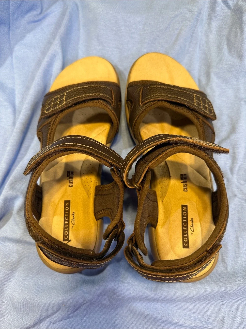 Wmn’s Clarks Brown Leather Adjustable Sandals